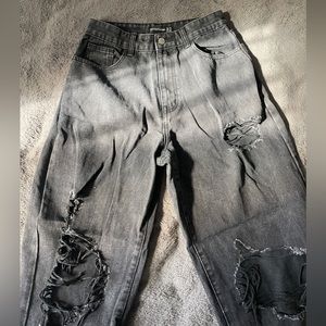 Black ripped high-waisted jeans